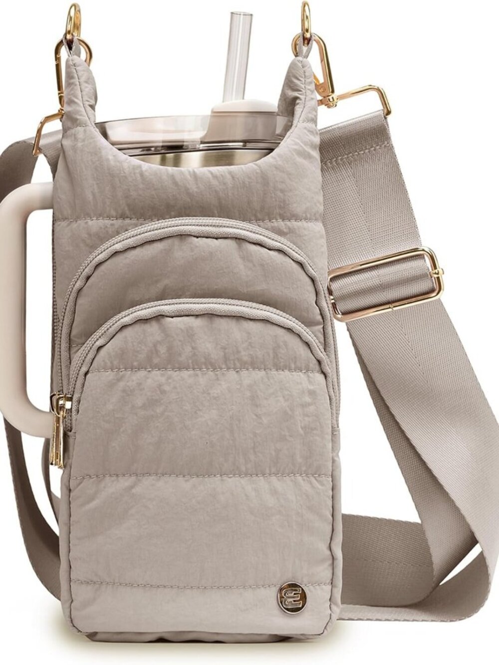 Lightweight Quilted Water Bottle Carrier with Strap | 30/32 oz Crossbody Sling